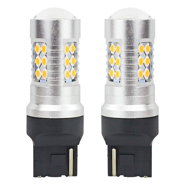 Set becuri auto cu LED CANBUS, 3030, 24SMD, compatibil T20, 7440, WY21W, Portocaliu, 12V / 24V, destinat competitiilor auto sau off-road