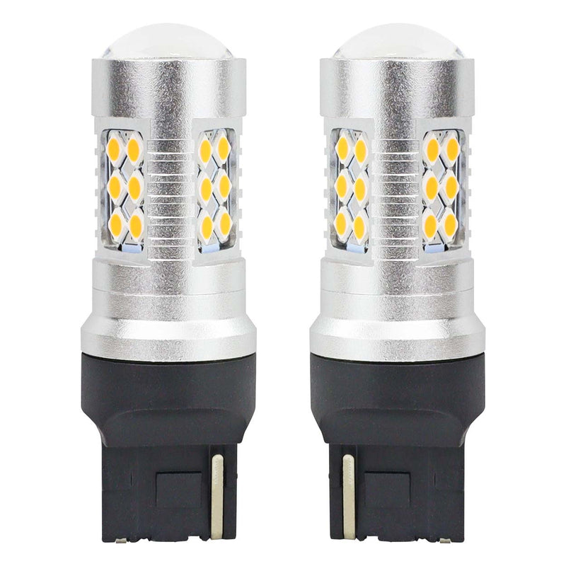 Set becuri auto cu LED CANBUS, 3030, 24SMD, compatibil T20, 7440, WY21W, Portocaliu, 12V / 24V, destinat competitiilor auto sau off-road