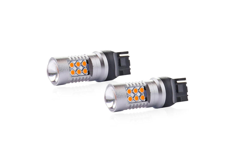 Set becuri auto cu LED CANBUS compatibil W21W T20 24 SMD 6.2W Orange 12/24V, destinat competitiilor auto sau off-road