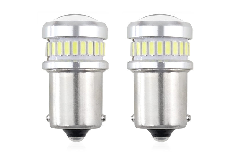 Set becuri auto cu LED CANBUS compatibil P21 R5W/R10W 30 SMD Alb 12V/24V, destinat competitiilor auto sau off-road