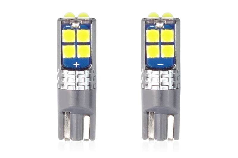 Set becuri auto cu LED CANBUS compatibil T10 W5W 10 SMD Alb 12/24V, destinat competitiilor auto sau off-road