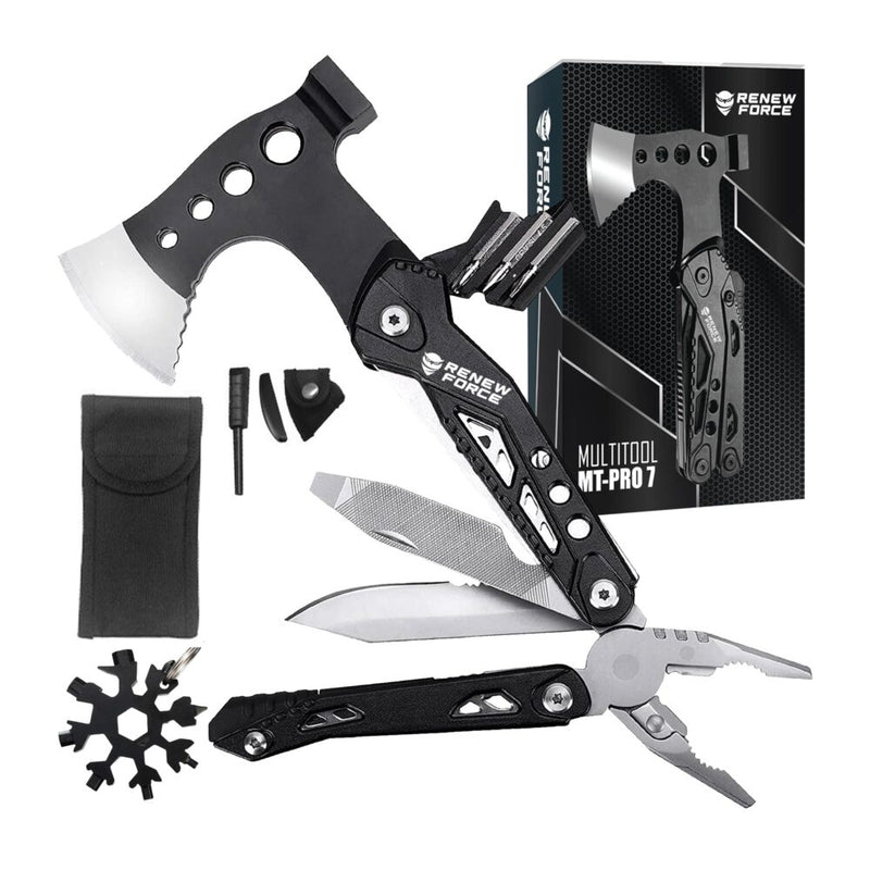 Unealta de supravietuire 17-in-1, model "Black Axe Multi-tool" pentru camping, calatorii, offroad, ATV, SSV, model AVX-WT-MT-PRO-7