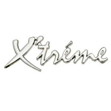 Emblema auto metalica, autoadeziva, model "X’TREME", finisaj Crom, dimensiune, 15 x 3 cm