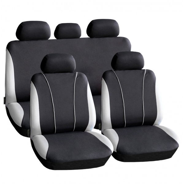 Set huse scaun auto ieftine, Universale 9 piese, model V-Style - GRI